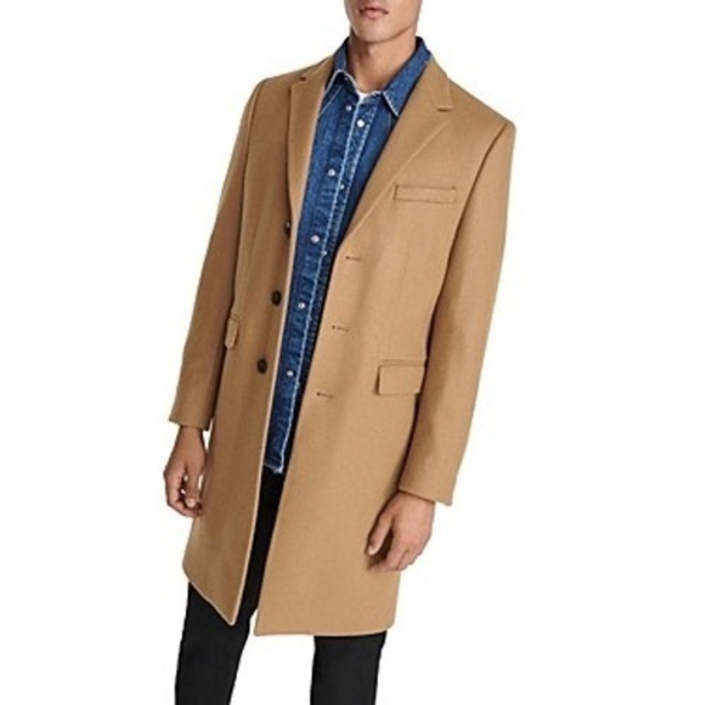 The Kooples NEW Camel Wool Blend Single Breasted Overcoat Men Sz FR46/US S $775